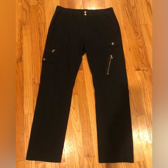 Lauren Ralph Lauren Black Pocket Cargo Pants With Gold Hardware - Picture 3 of 12